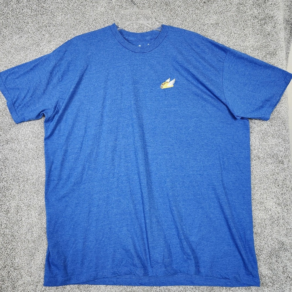 Headline Shirts Shirt Mens 2XL Blue Flying Taco Embroidered Graphic Tee Top